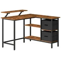 VASAGLE Schreibtisch vintage-braun rechteckig, 4-Fuß-Gestell schwarz 115,0 x 105,0