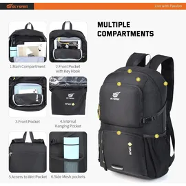 luxuskollektion Ultraleichter Faltbarer Rucksack 30L Schwarz