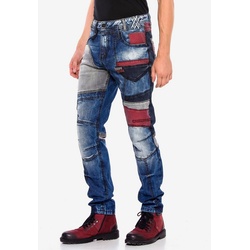 Cipo & Baxx Bequeme Jeans im extravaganten Design blau|rot 32