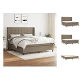 vidaXL Boxspringbett mit Matratze Taupe 180x200 cm Stoff