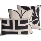 Beliani Dekokissen Agathis 30 x 50 cm Beige/Schwarz