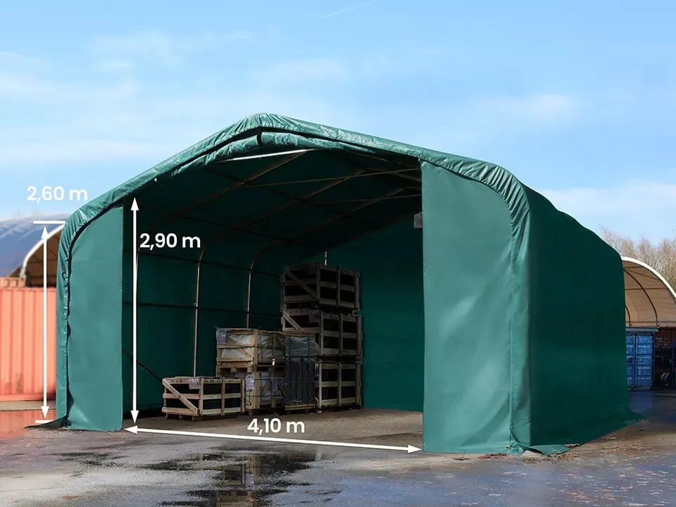 TOOLPORT Wikinger 6x6m Zelthalle, PVC-Plane, dunkelgrün, mit Statik (Betonuntergrund) - (49414)