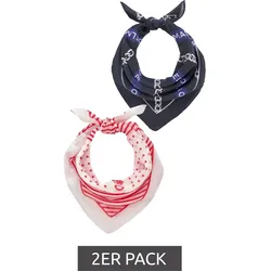 2er Pack DELMAO Halstuch mit verschiedenen Mustern Alltags-Tuch 8168 3644 Weiß/Schwarz/Rot - One-Size