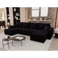 BEDANTE WOHNLANDSCHAFT HEWLET U BIS Zoom 23 Schwarz mit Schlaffunktion U-Form Sofa mit Stauraum Bettkasten Wohnzimmersofa Couch Sofa Bettsofa Bettk... - Schwarz