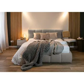 Selsey Cloudy - Bett mit Polsterrahmen, Boucle-bezug in Grau, 140 cm