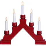 Best Season Star Fensterleuchter Karin 5-flammig Holz, 28 x 31 cm Vierfarb-Karton, rot 275-45