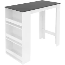 ML-Design Bartisch Weiß/Anthrazit mit Regal Stehtisch Tresentisch Bistrotisch Esstisch