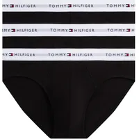 Tommy Hilfiger Herren 3er Pack Unterhosen Hip Briefs mit Logobund, Schwarz (Black/Black/Black White Wb), XXL