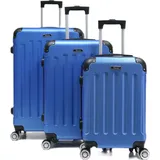 Cheffinger Reisekoffer Koffer 3 tlg Hartschale Trolley Set Kofferset Handgepäck Gepäck Reisetasche Blau