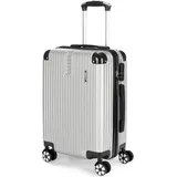 BRUBAKER Handgepäck Koffer London - Reisekoffer mit Zahlenschloss, 4 Rollen und Komfort Tragegriffen - 37 x 56 x 22 cm Rollkoffer, M, Silber - Silber