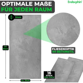 Endorphin Vinylboden selbstklebend in Betonoptik Hellgrau 2,97qm - Hellgrau