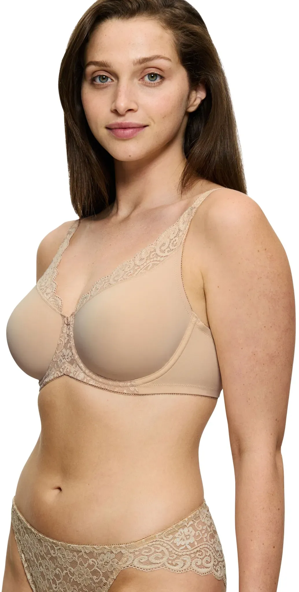 Minimizer-BH TRIUMPH "Amourette W01", Damen, Gr. 95, Cup G, beige (skin), Microtouch, Spitze, Obermaterial: 68% Polyamid, 32% Elasthan, unifarben, elegant, BHs