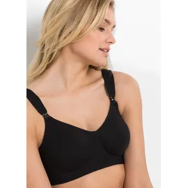 bonprix Still-BH BONPRIX "Still BH ohne Bügel mit Baumwolle (2er Pack)", Damen, Gr. 80, Cup F, schwarz (schwarz, schwarz), Obermaterial: 90% Baumwolle, 10% Elasthan.