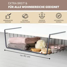 ELUNO Schrankkorb 2er Set inklusive Einlegeböden 40 x 30 x 20 cm grau