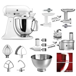 KitchenAid Küchenmaschine 5KSM175PS Fleischwolf Gemüse Set Weiß