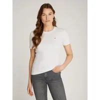 Tommy Hilfiger Damen T-Shirt Kurzarm Slim Cody Rundhalsausschnitt, Weiß