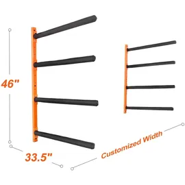 Vevor Kayak Wandalterung Kajak Aufhänger 1168 x 850 x 45 mm, Kajakständer 4 Kajaks 797,5 ± 10 mm Stützarmlänge, 181,6 kg Tragfähigkeit Kajak Aufbewahrungsregal Robuste Kajak-Aufbewahrungshaken