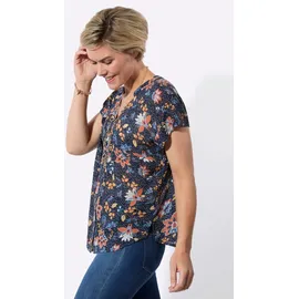 Classic Basics Druckbluse Blau/Gelb 40