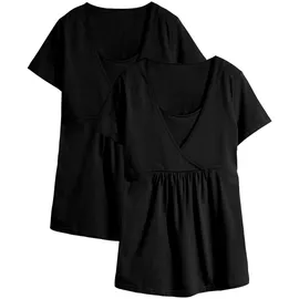 bonprix Stillshirt BONPRIX "2-in-1 Umstands- und Stillshirts (2er Pack?)", Damen, Gr. 36/38 (S), schwarz (schwarz, schwarz), Obermaterial: 95% Baumwolle, 5% Elasthan, figurumspielend, Shirts, figurumspielende Passform, mit Wickelschnitt