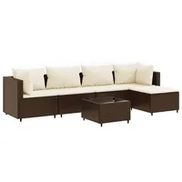 vidaXL 6-tlg Garten-Lounge-Set mit Kissen Braun Poly Rattan Modell 7