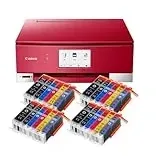 IC-Office TS8352a Farbtintenstrahl-Multifunktionsgerät All-in-One 3-in-1 (Drucker, Scanner, Kopierer, CD-Druck, USB, WLAN, Apple AirPrint, SD-Karte) Rot + 24 XXL Tintenpatronen