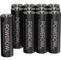 Powerowl AA Akku 2800mAh Wiederaufladbar Batterien AA 12 Stück (Geringe Selbstentladung, 1200 Zyklen) 1.2v NI-MH Akku AA Batterien