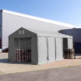 TOOLPORT Lagerzelt 4x10 m Zelthalle mit 3m Seitenhöhe PVC 850 n grau wasserdicht Ganzjahreszelt mit Reißverschlusstor