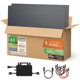 Solarway® Balkonkraftwerk 800W mit 1000Wp Solarmodulen – Komplettset mit Hoymiles HiFlow 800 PRO Wechselrichter – 2× 500Wp bifaziale Black Solarpanels – Mini PV Anlage für Steckdose inkl. Zubehör