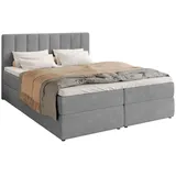 bromarkt Boxspringbett 140 x 200 cm H3 Hellgrau