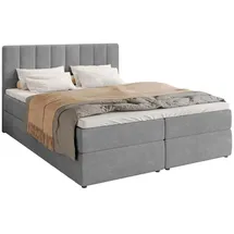 bromarkt Boxspringbett 140 x 200 cm H3 Hellgrau