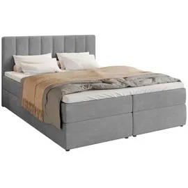 bromarkt Boxspringbett 140 x 200 cm H3 Hellgrau
