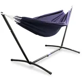 LACESTONE Hängematte mit Gestell Hängeliege Relaxliege Outdoor Indoor 180x140 bis 120Kg Blau