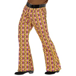 Widdmann Kostüm 70er Herrenhose Swing, Für Schlager- und Mottopartys: bunte Schlaghose für Männer im Stil lila S-M