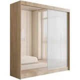 altdecor Schiebetürenschrank VESLI 200 x 215 x 61 cm Beige