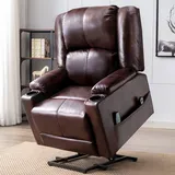 COMHOMA elektrischer Aufstehsessel, Relaxsessel Fernsehsessel Massagesessel mit Liegefunktion Sessel mit Aufstehhilfe Powerlift-Liegestuhl für ältere Menschen braun