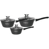 Cheffinger Stielkasserolle Set 6 tlg Ø16-18-20cm Saucenpfanne Pfanne