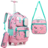 Schulranzen Trolley Mädchen Kinder Panda Trolley Rucksack Schulranzen Grundschüle Rucksack Schulrucksack Trolley Schultrolley Trolley Handgepäck Rucksack mit Rädern