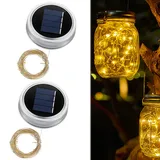 FZQBEY Solarleuchten Ersatzteile, Solar Ersatzdeckel 8cm, Solarleuchten Ersatz Top Mit LED, Solarlampen Ersatzteile, Wasserdicht Solar Laterne Ersatzteile Für Solarlaterne, Solar Gartenleuchten (A*2)