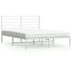vidaXL Bettgestell mit Kopfteil Metall Weiß 160x200 cm