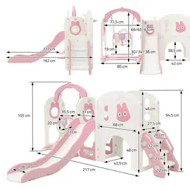 joyz Schaukel mit Spielturm und Rutsche 6-in-1 Rosa