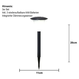 Best Season Solarleuchte schwarz 37,5 x 11 cm 3er Set