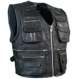 PAULGOS Lederweste Biker Kutte Echtleder BW11 in Schwarz | Gr.: 7XL