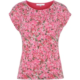 TAMARIS T-Shirt "mit lockerem Schnitt, aus fließender Viskose-Qualität", Damen, Gr. 40, pink, Single Jersey, Obermaterial: 95% Viskose, 5% Elasthan, figurumspielend hüftbedeckend, Rundhals, angeschnitten, Shirts T-Shirt, in lockerer Form mit Print