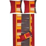 Erwin Müller Bettwäsche Single-Jersey rot-gelb-anthrazit Größe 1x 135x200 cm | 1x 80x80 cm