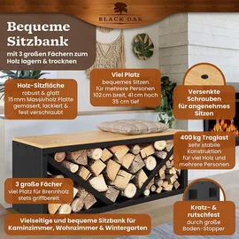 Black Oak Kaminholzbank Ohio Holz 102 x 41 x 35 cm Schwarz