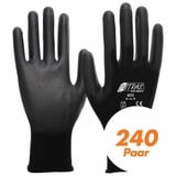 Nitras Nitril-Handschuhe Nylon Strickhandschuh 6215 - Gartenhandschuhe - 240 Paar (Spar-Set) schwarz 7