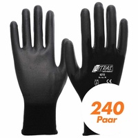 Nitras Nitril-Handschuhe NITRAS Nylon Strickhandschuh 6215 - Gartenhandschuhe - 240 Paar (Spar-Set) schwarz