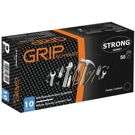 Helmut Feldtmann GmbH Stronghand Einweghandschuh Grip,Nitril,ungepudert, schwarz,Gr.8, Box=50 Stück