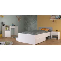 Parisot Jugendzimmer-Set Pirouette, (Kinderzimmer in weiß mit Grau oder Rosa, 3-tlg., Stauraumbett, Nachttisch und Schreibtisch), inklusive 2x Bettschubkasten weiß