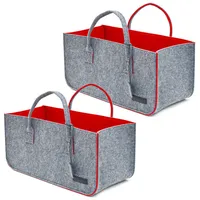 Dune Design Filztasche Kaminholzkorb 50 x 25 x 25 cm 2er Set Grau/Rot